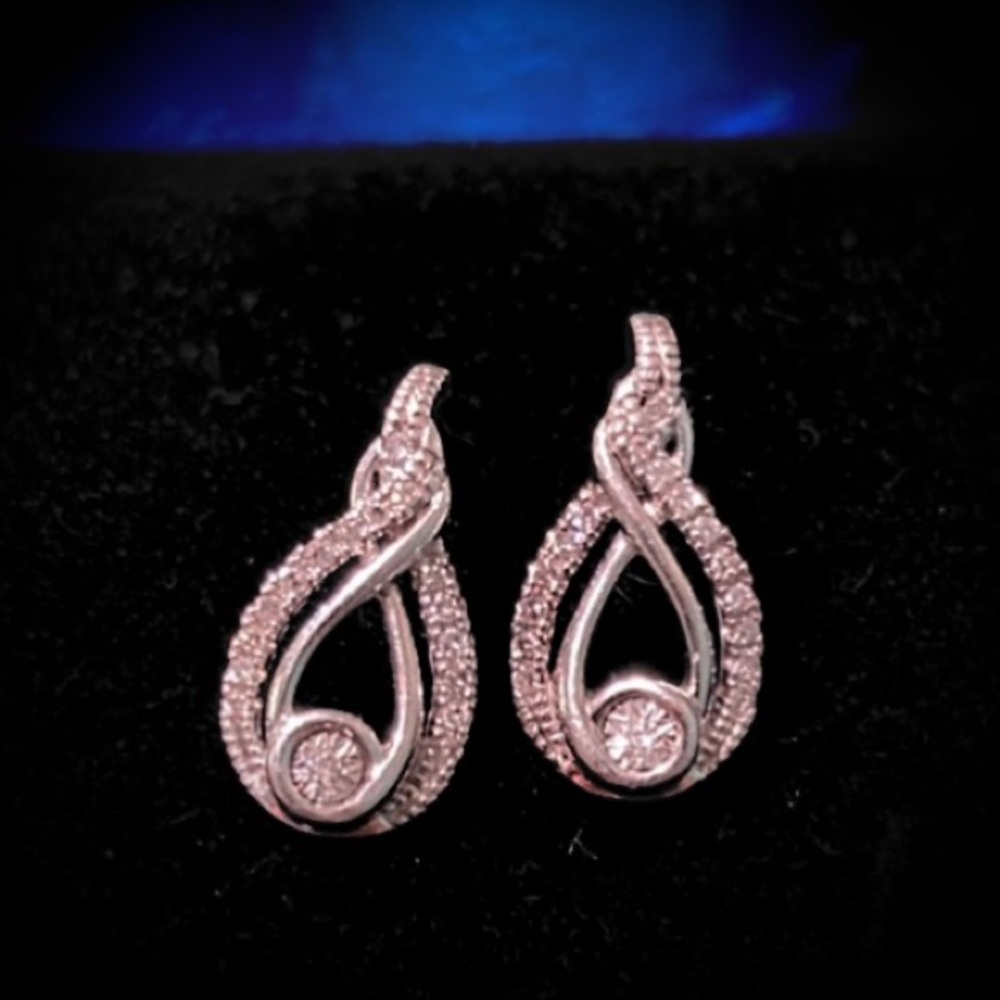 JWBR Jane Seymour Diamond Sterling 925 Interwoven Pear Drop Earrings 5/8"